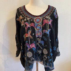 JOHNNY WAS Blue Carousel Blouse